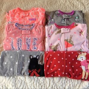 Bundle of 6 Fleece Footed Pajamas, 12 Months Girl